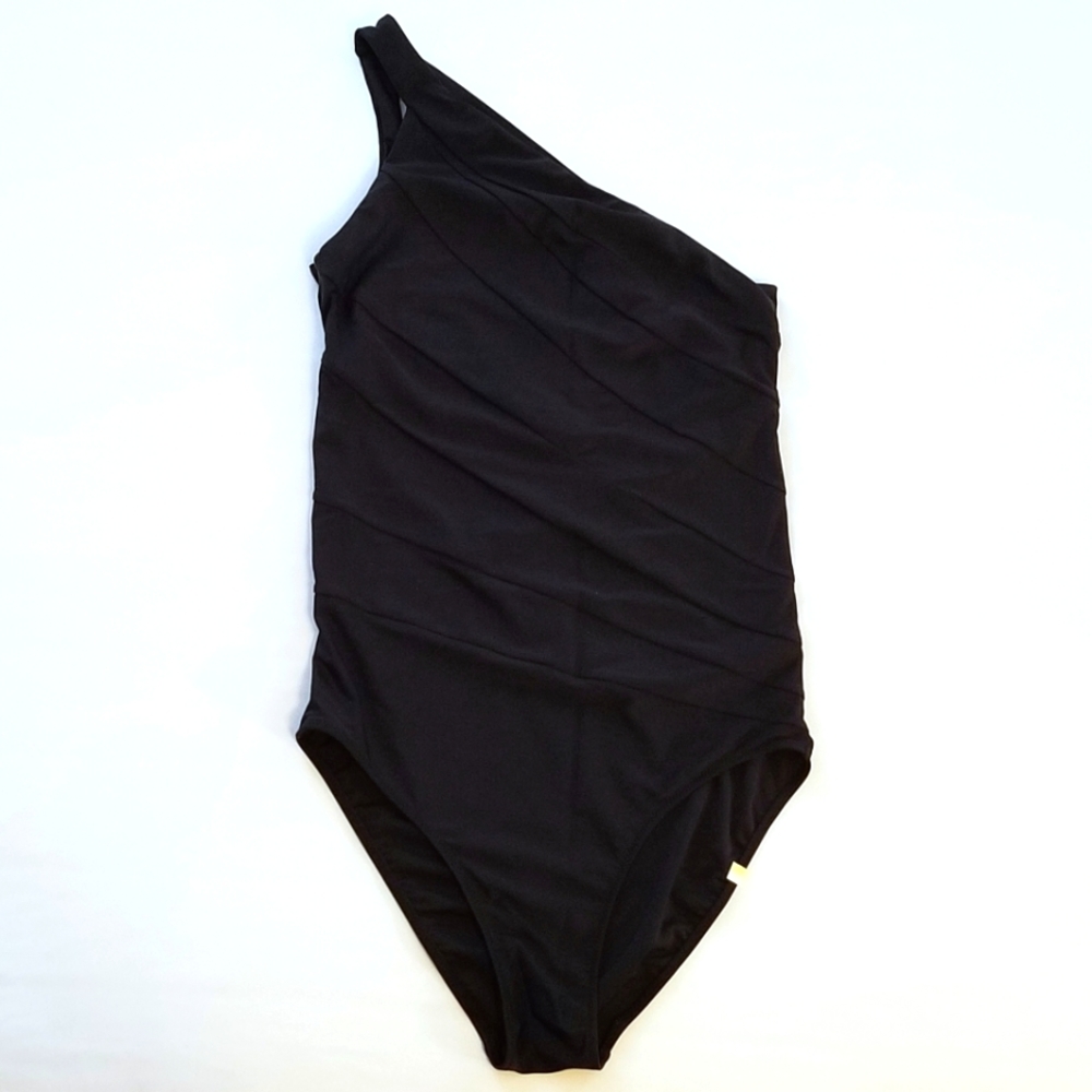 SUMMERSALT The Sidestroke Black Swimsuit One Shoulder 8 Tall